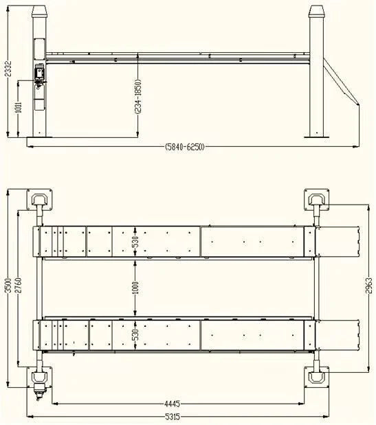 KT-4H150 Heavy Duty 4-Post Alignment Lift 15,000lbs. Rolling Jack Included