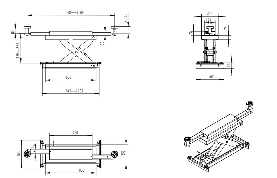 KT-4H150 Heavy Duty 4-Post Alignment Lift 15,000lbs. Rolling Jack Included