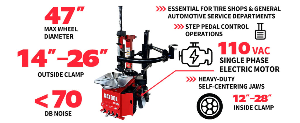 KT-T850 Tilt-Arm Wheel Clamp Tire Changer