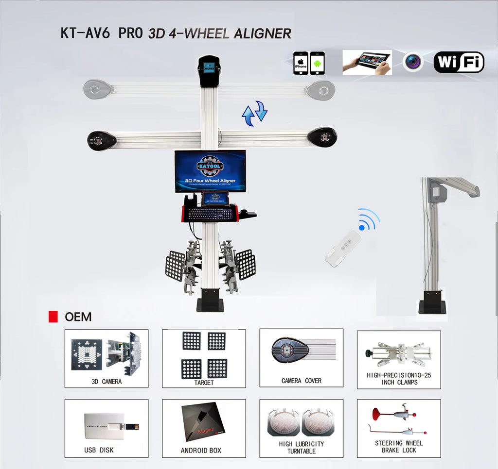 AV6 Pro - Wheel Alignment Machine - Works on 2 Post, 4 Post & Scissor Lifts