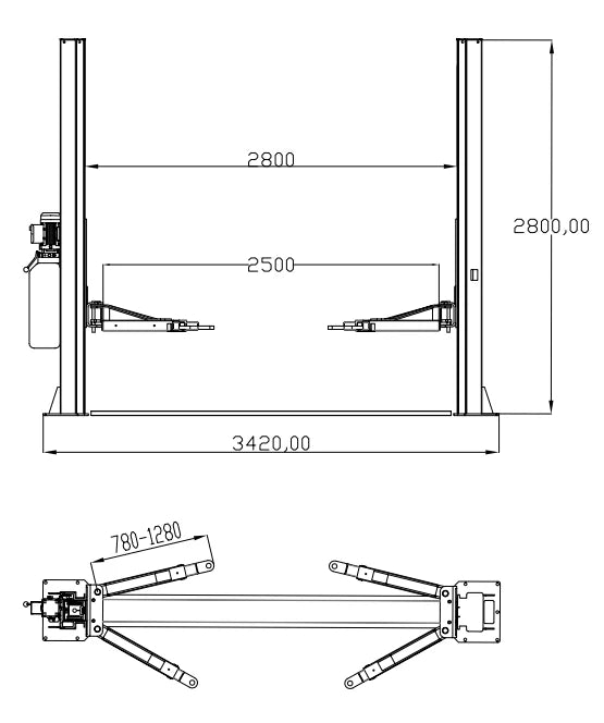 KT-H105 Two Post Vehicle Lift 10,000lbs