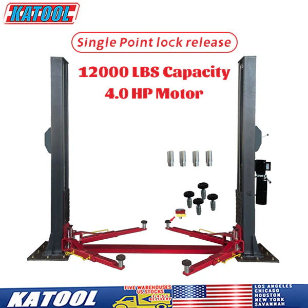 Katool 12,000 Lbs Two Post Lift Single Lock Release Auto lift Car lift -H120D
